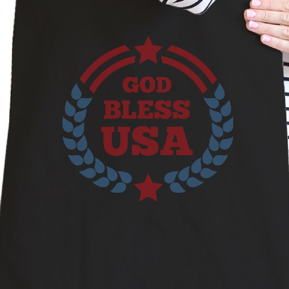 God Bless USA Black Eco-Friendly Patriotic Design Canvas Bag Cotton