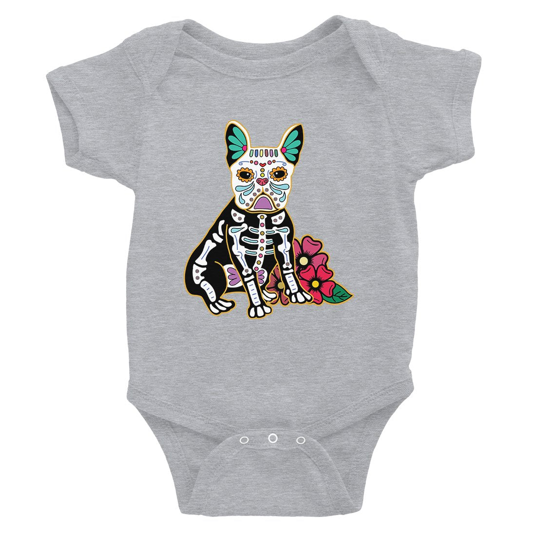 Frenchie Day Of Dead Funny Halloween Costume Baby Bodysuit Gift