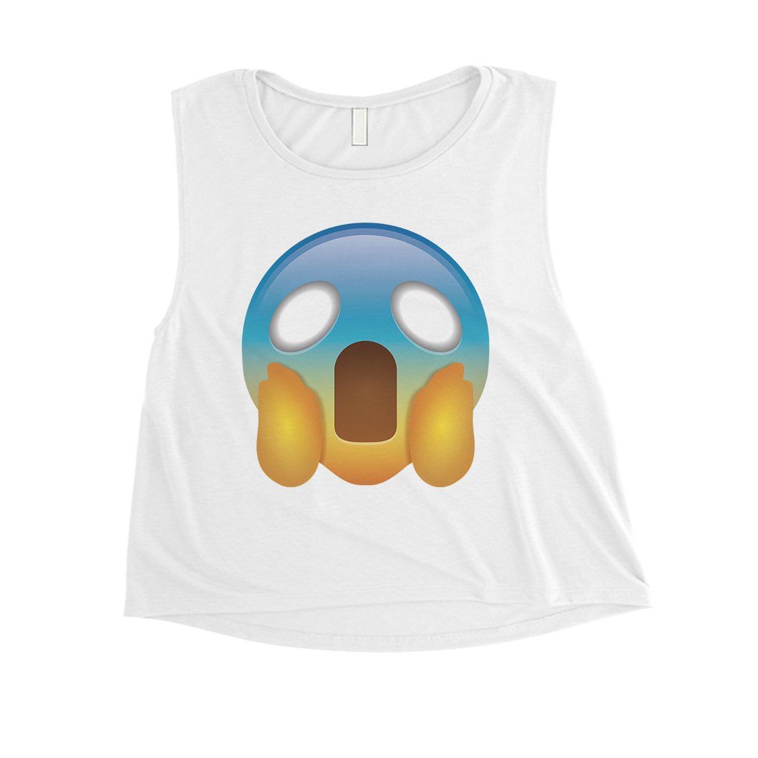 Emoji-Screaming Womens Funny Spooky Best Fun Crop Top Birthday Gift