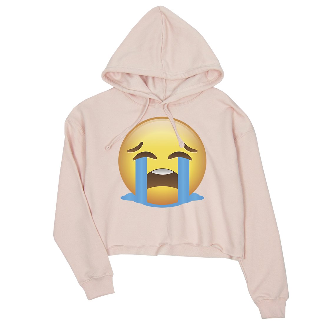 Emoji-Crying Womens Crop Hoodie Sad Bad Mood Sentimental Gag Gift