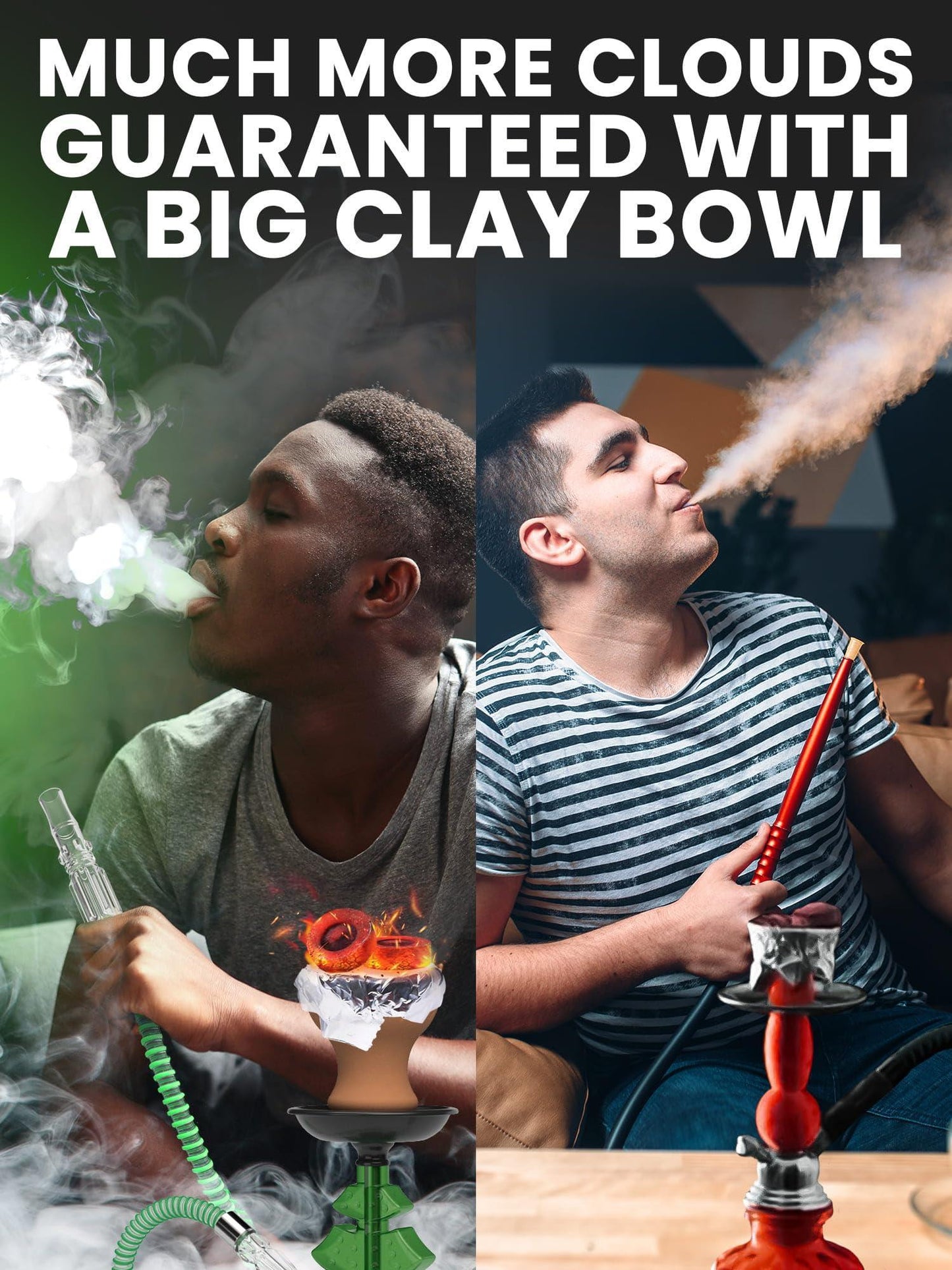 Green Hookah Set 2 Hose Hookah – LilOne 12” Green Mini Hookah Combo Kit Shisha Hookah Set with Prepunched Foil Hookas Bowl Disposable Tips Mouthpiece Tongs Portable Hookah Pipe Hookah Machines