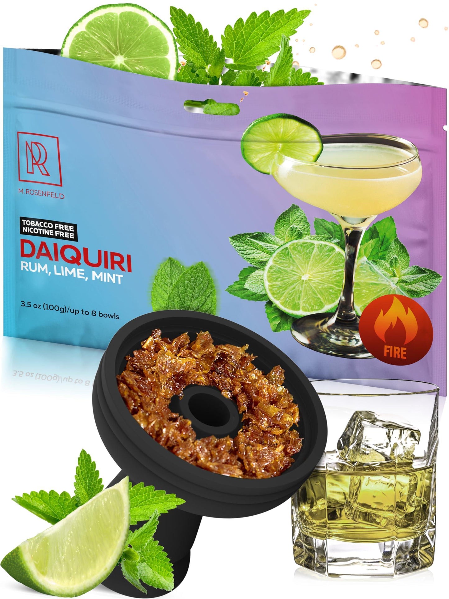 Daiquiri Hookah Flavors Nicotine Free 3.5 ounce 100 g (Rum Lime Mint) Hookah Shisha Tobacco Free Molasses Hookah Tobacco & Nicotine Free Shisha with Shisha Hookah Flavors (Pack of 1)
