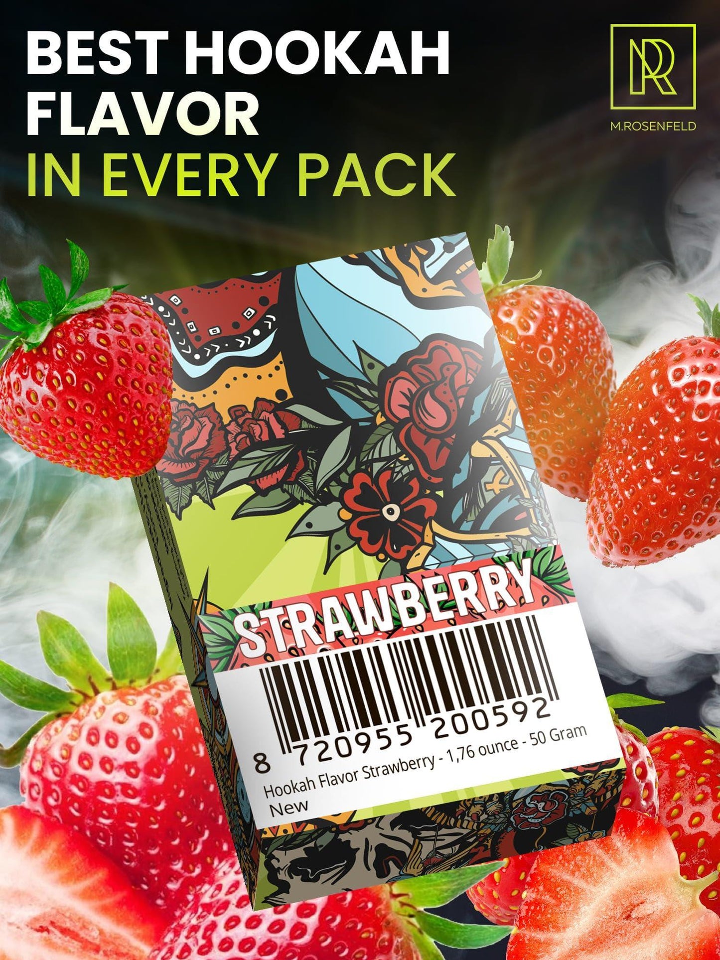 Hookah Flavor Strawberry 176 ounce (50 gram) Hookah Shisha Tobacco Free Molasses Hookah Tobacco & Nicotine Free Strawberry Shisha with Real Organic Shisha Hookah Flavors Strawberry Hookah Flavor