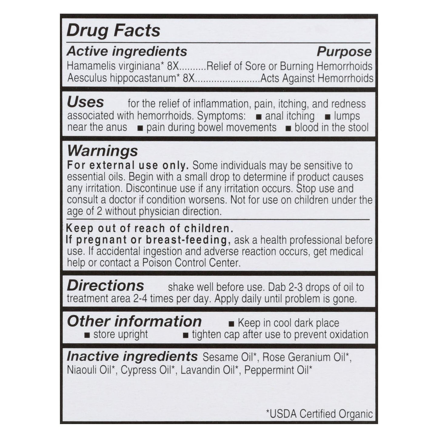 Forces Of Nature Hemorrhoid Control Extra Strength Certified Organic Medicine - 1 Each - 5 Ml