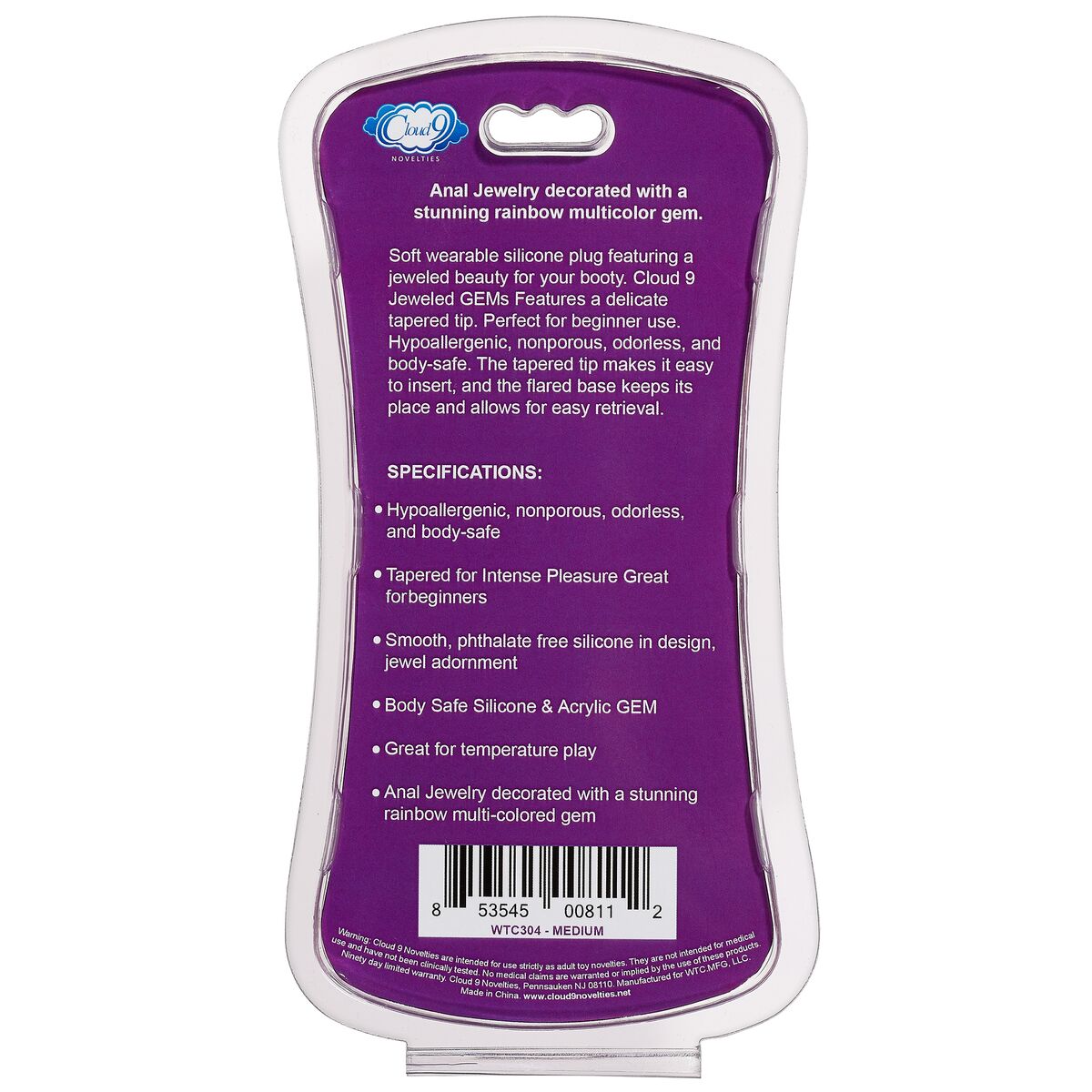 Cloud 9 Gems Black Silicone Anal Plug