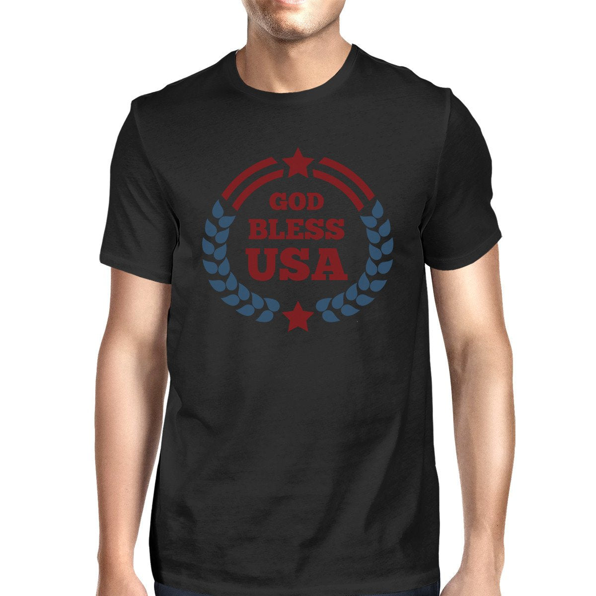 God Bless USA American Flag Shirt Mens Black 4th Of July Tee Shirt