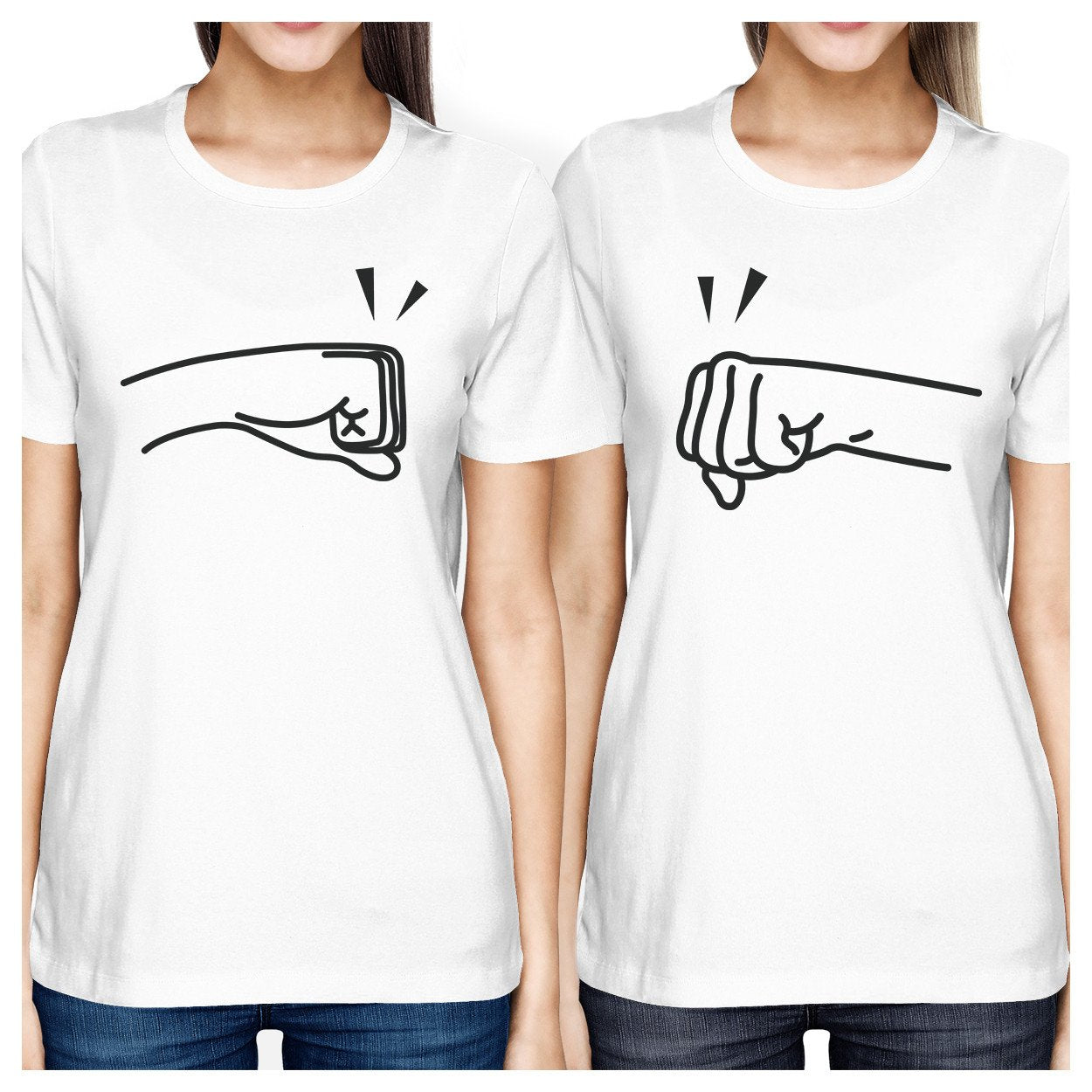 Fists Pound BFF Matching White Shirts