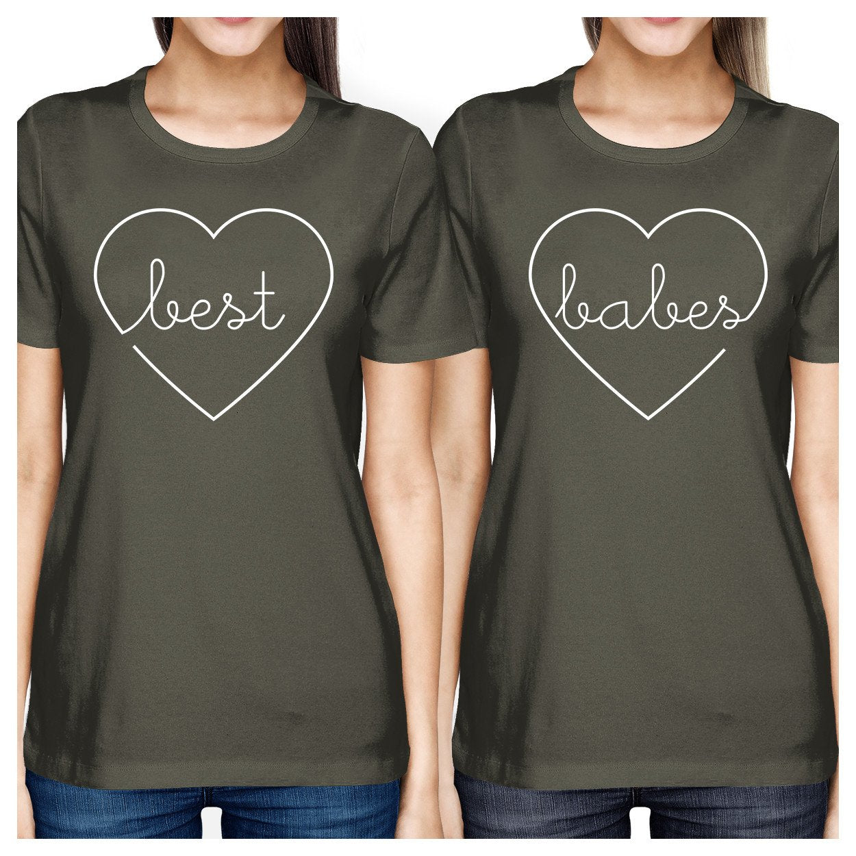 Best Babes BFF Matching Dark Grey Shirts