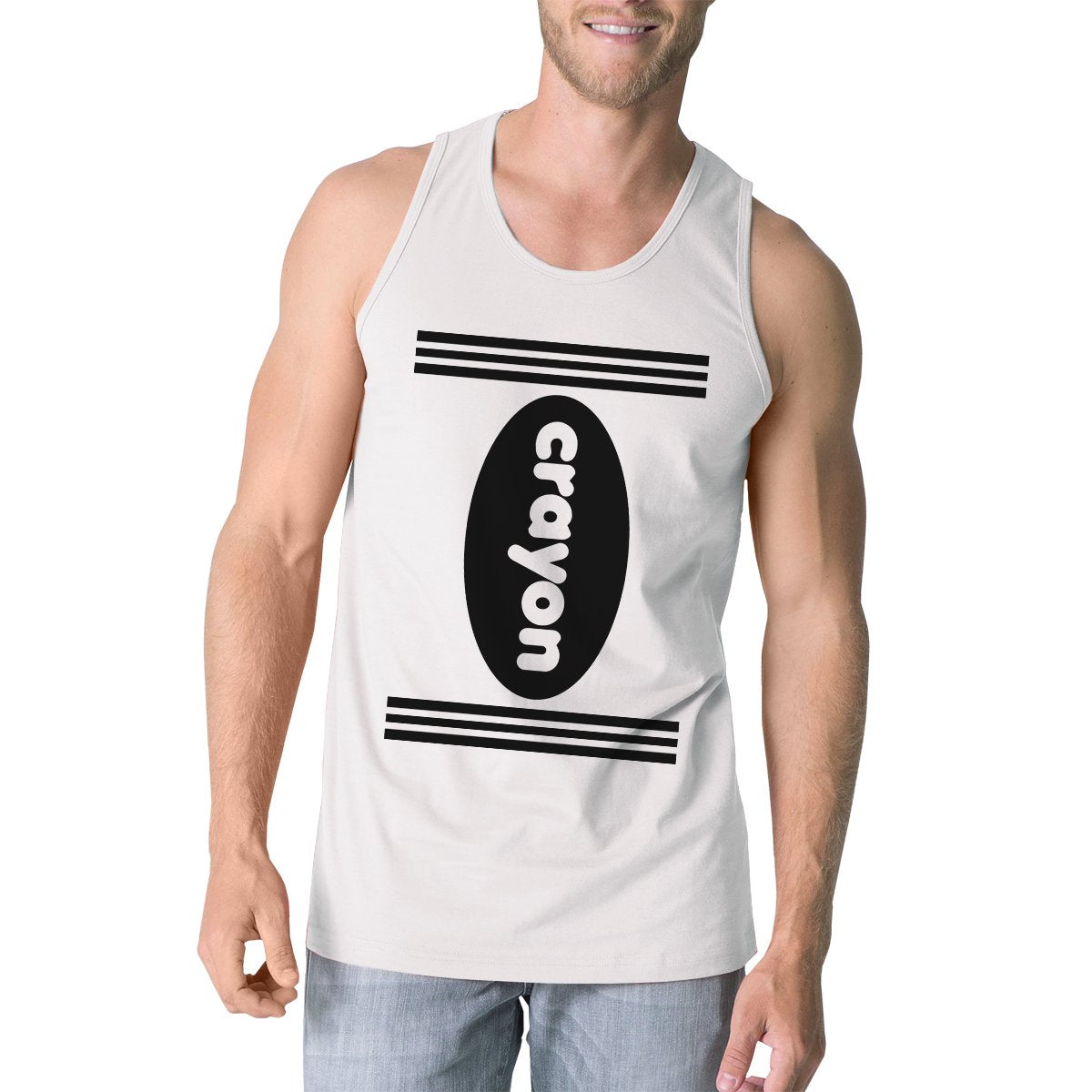 Crayon Mens White Tank Top