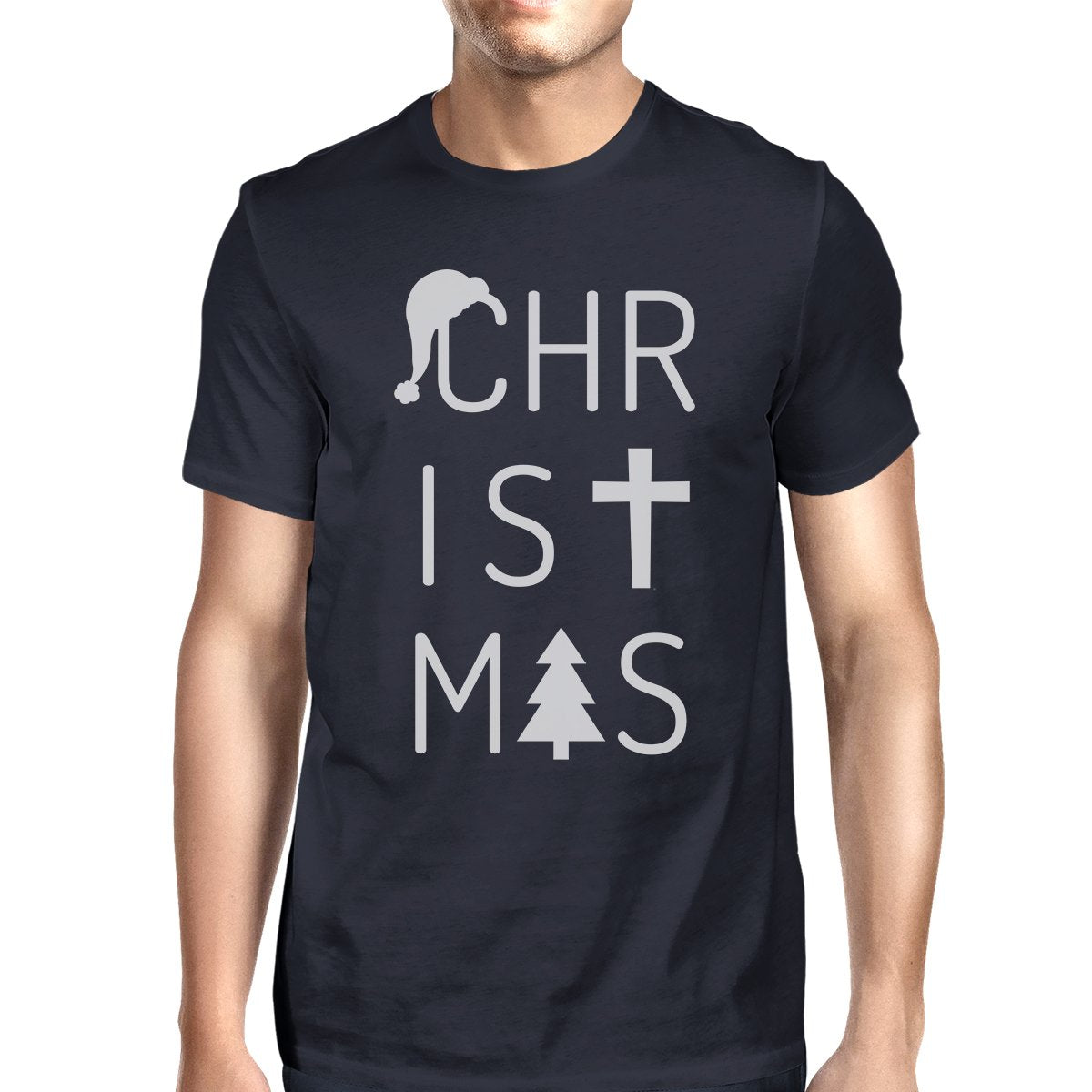 Christmas Letters Mens Navy Shirt