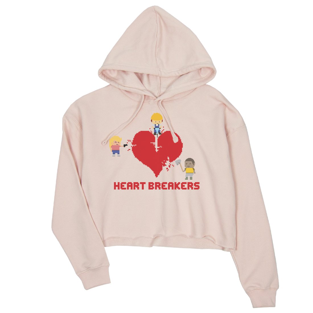 Heart Breakers Womens Cute Graphic Workout Crop Hoodie Gift For Her