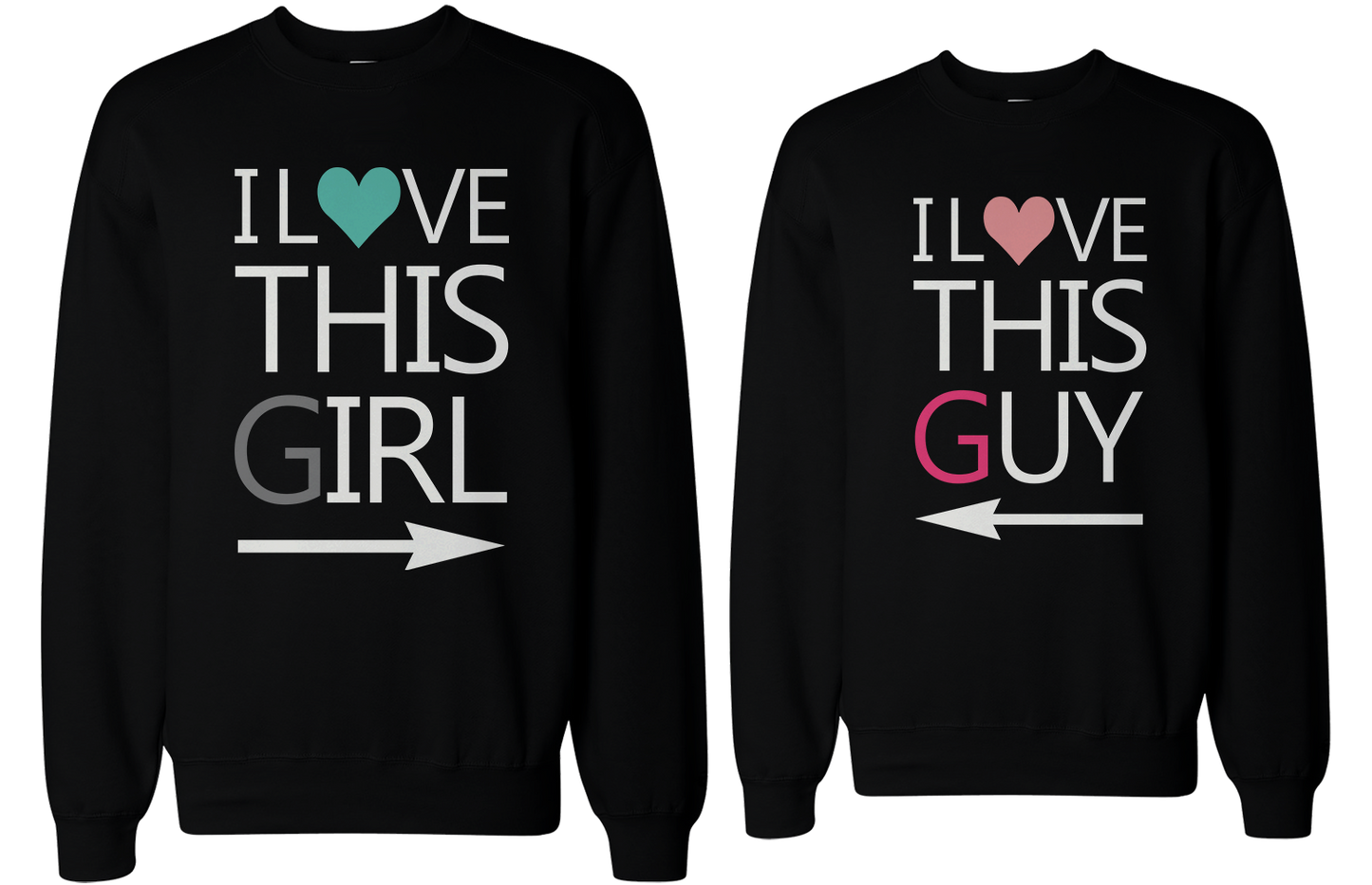 His and Her I Love This Guy and Girl Matching Sweatshirts for Couples