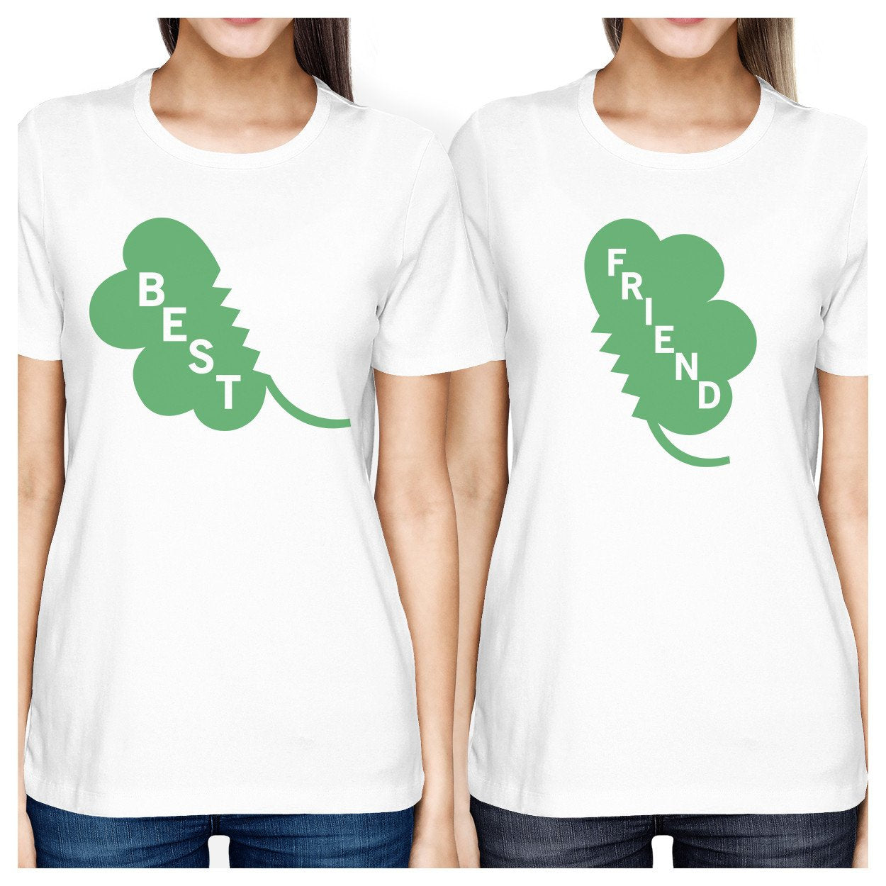 Best Friend Clover Womens White Cute Marching Shirt St Patricks Day