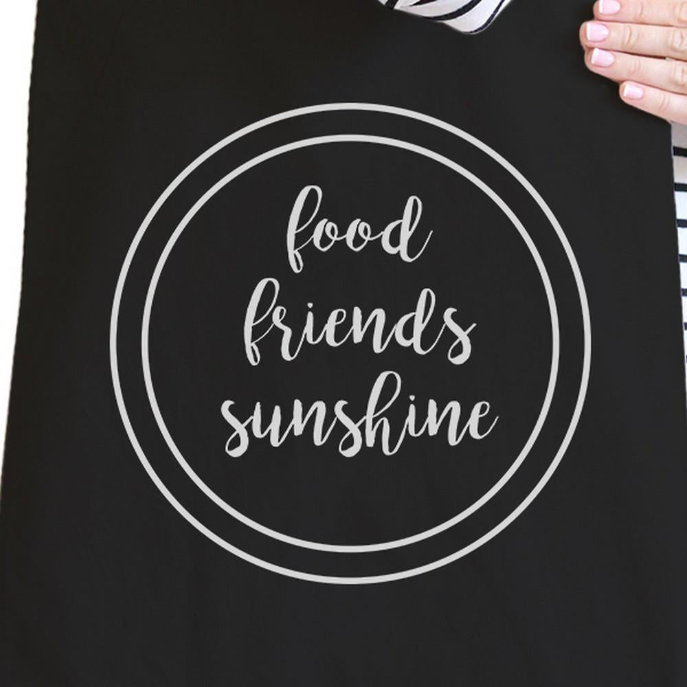Food Friends Sunshine Cute Graphic Black Canvas Bag Heavy Cotton
