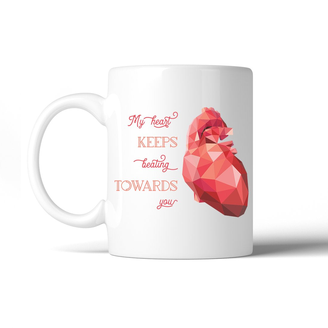 Geometric Heart Beating 11 Oz Ceramic Coffee Mug For Valentines Day