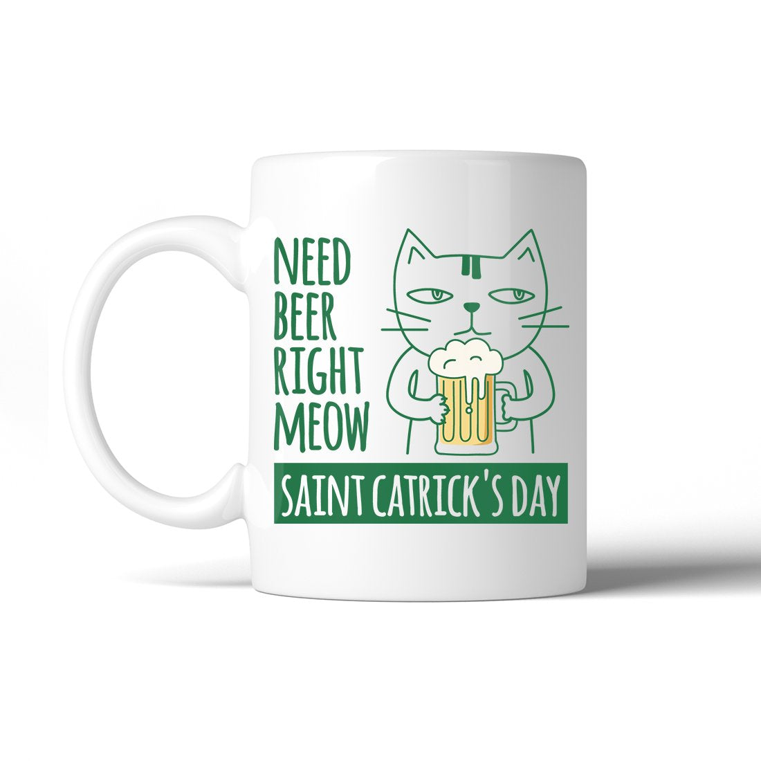 Beer Cat Patrick's Day 11 Oz Ceramic Coffee Mug For St Paddy's Day
