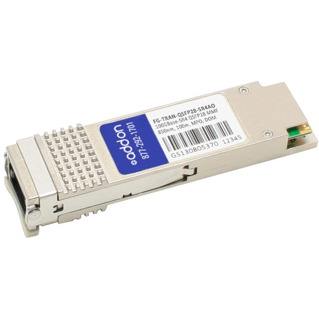 AddOn Fortinet FG-TRAN-QSFP28-SR4 Compatible 100GBase-SR QSFP28 Transceiver (MMF, 850nm, 100m, MPO, DOM)