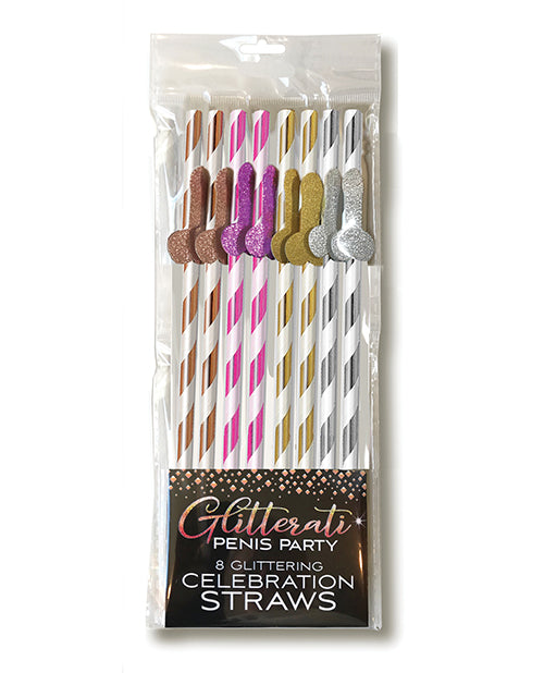 Glitterati Tall Penis Party Straws - Pack Of 8
