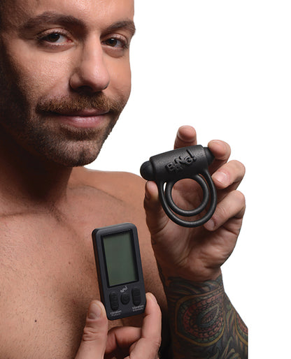 Bang! Vibrating Silicone Cock Ring W/remote Control - Black