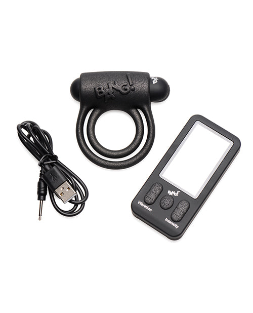 Bang! Vibrating Silicone Cock Ring W/remote Control - Black