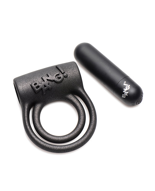 Bang! Vibrating Silicone Cock Ring W/remote Control - Black