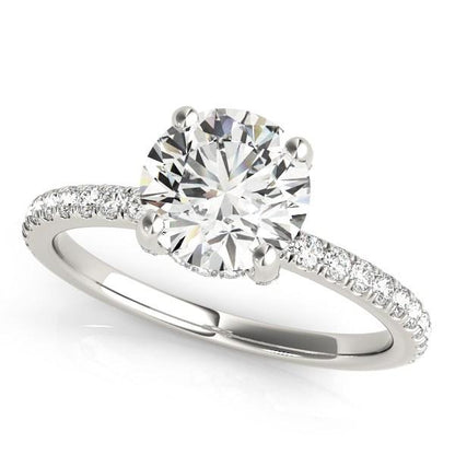 14k White Gold Diamond Engagement Ring with Scalloped Row Band (2 1/4 cttw)