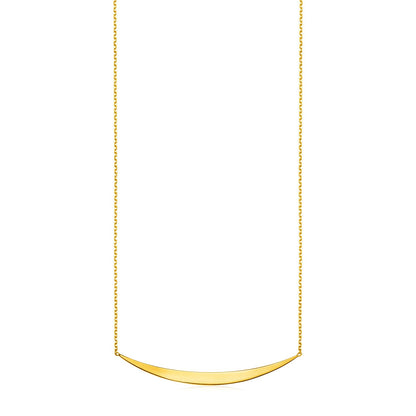 14k Yellow Gold Necklace with Polished Curved Bar Pendant
