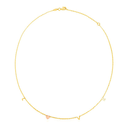 14k Two Tone Gold Love Necklace