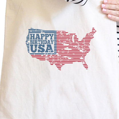 Happy Birthday USA Natural Cotton Canvas Tote For Independence Day