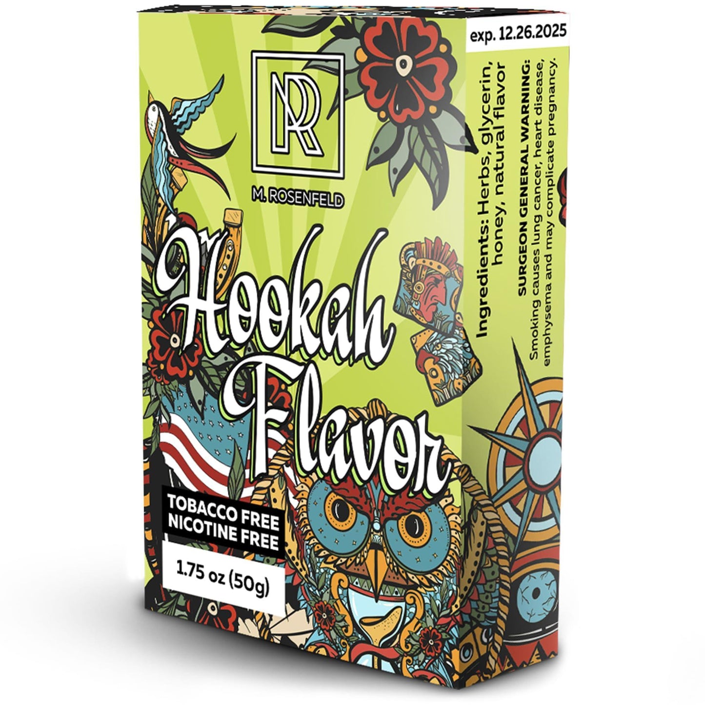 Hookah Flavors Mint   176 ounce (50 gram) Hookah Shisha Tobacco Free Molasses Hookah Tobacco & Nicotine Free Mint Shisha with Real Organic Shisha Hookah Flavors Mint Hookah Flavor
