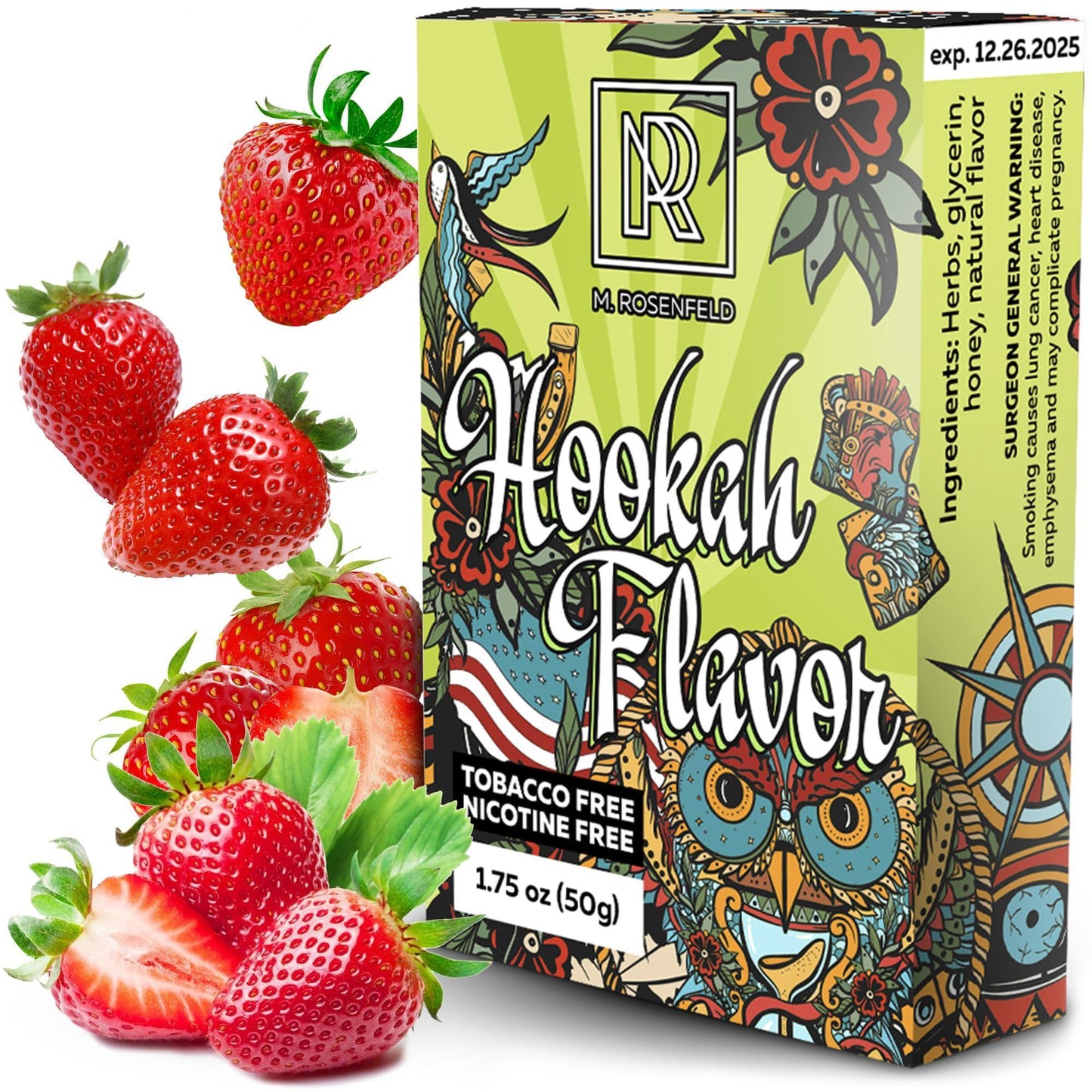 Hookah Flavor Strawberry   176 ounce (50 gram) Hookah Shisha Tobacco Free Molasses Hookah Tobacco & Nicotine Free Strawberry Shisha with Real Organic Shisha Hookah Flavors Strawberry Hookah Flavor