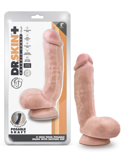 Dr. Skin Plus - 8 Inch Thick Poseable Dildo With Squeezable Balls