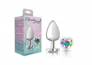 Cheeky Charms Heart Clear Iridescent Silver Plug