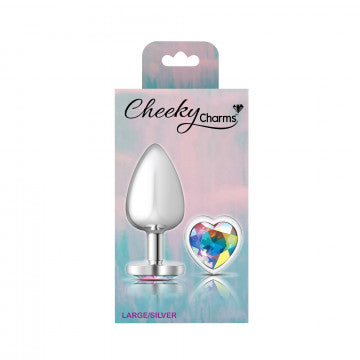Cheeky Charms Heart Clear Iridescent Silver Plug