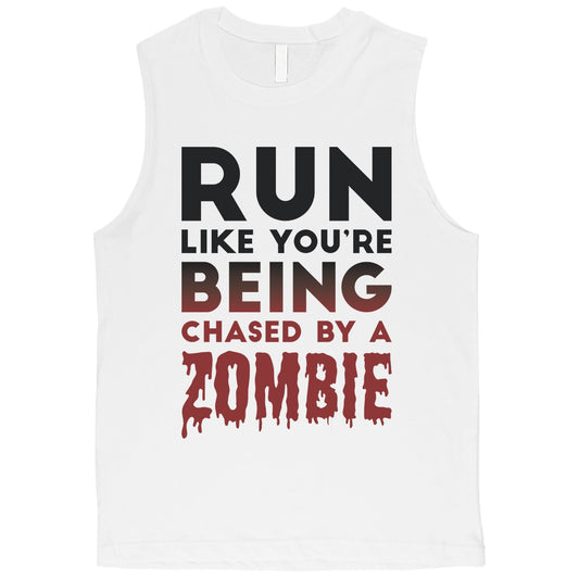 Chased By Zombie Mens Spooky Whimsical Cool Muscle Shirt Gag Gift