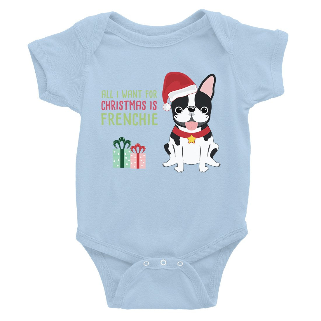 Christmas Frenchie Present Baby Bodysuit
