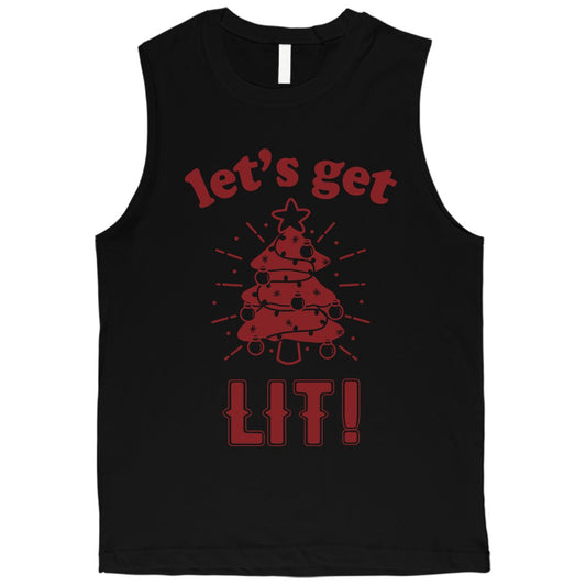 Get Lit Christmas Tree Mens Muscle Top