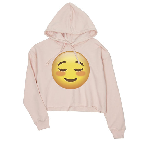 Emoji-Blush Womens Crop Hoodie Sincere Passionate Great Halloween
