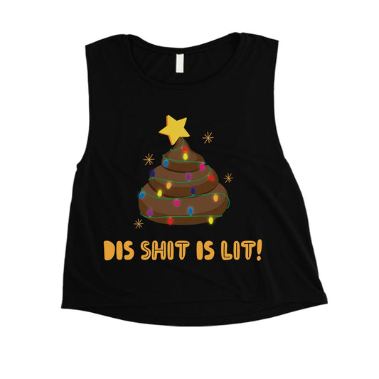 Dis Shit Is Lit Poop Womens Crop Top