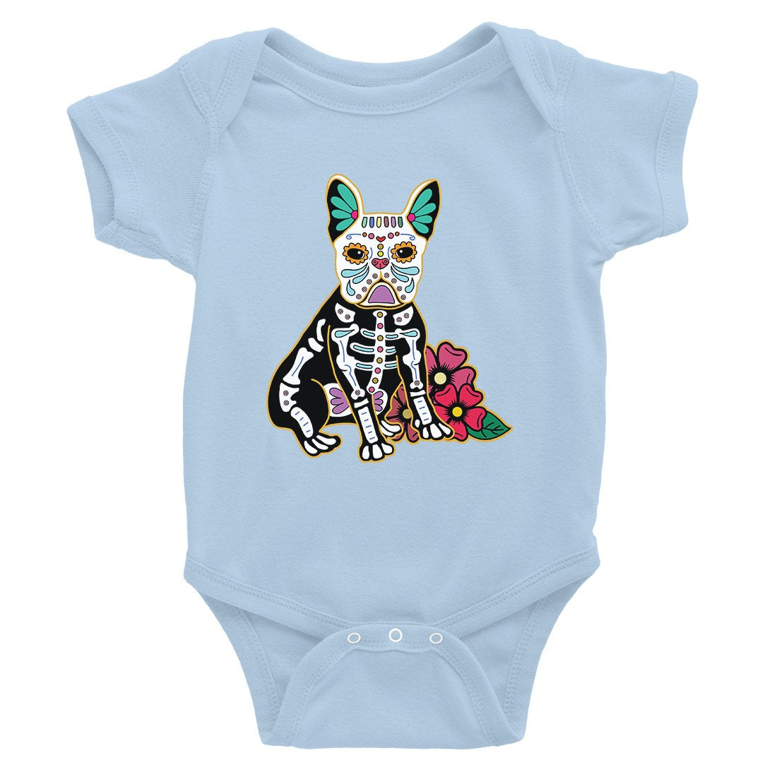 Frenchie Day Of Dead Funny Halloween Costume Baby Bodysuit Gift