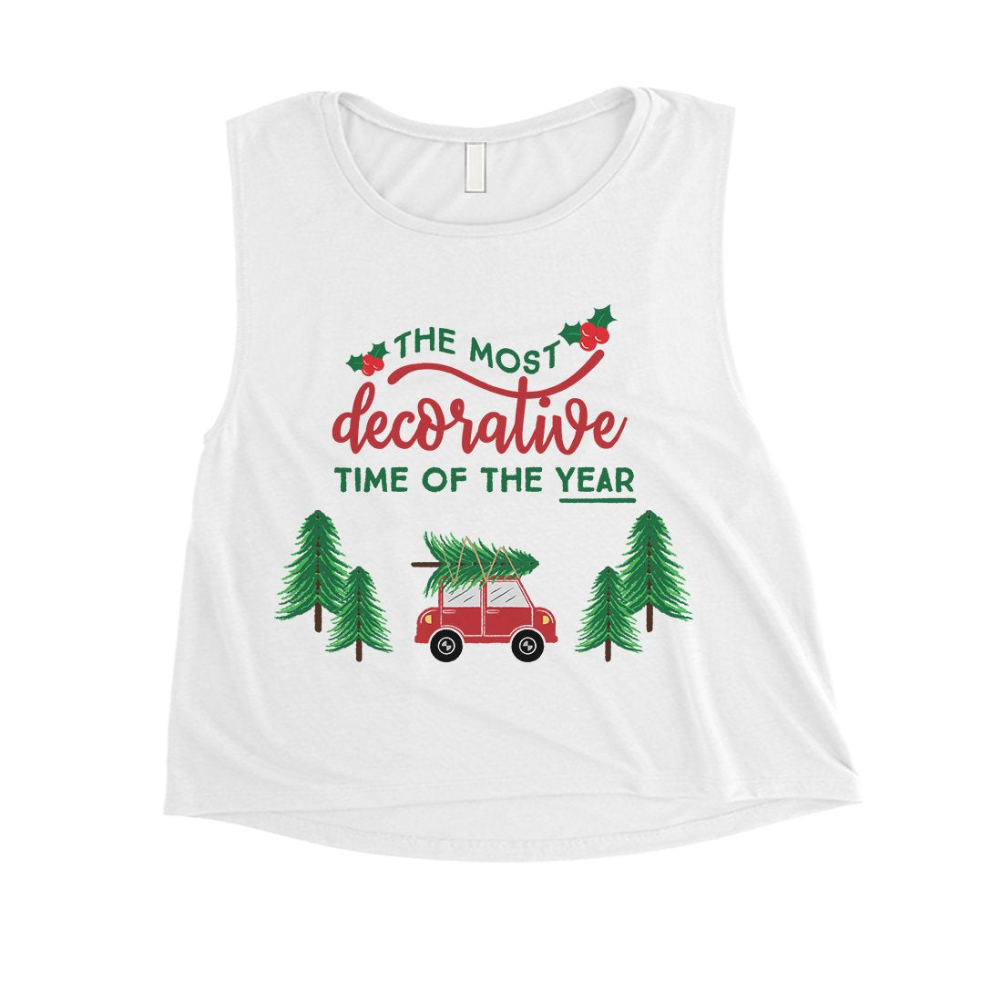 Decorative Christmas Time Womens Crop Top