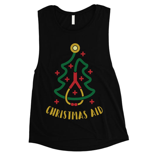 Christmas Medical Tree Womens Muscle Top