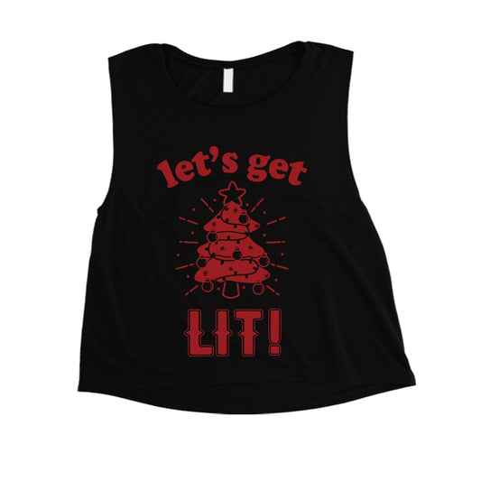 Get Lit Christmas Tree Womens Crop Top