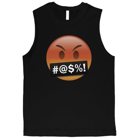 Emoji-Angry Mens Classic Mood Hilarious Silly Muscle Shirt Gag Gift