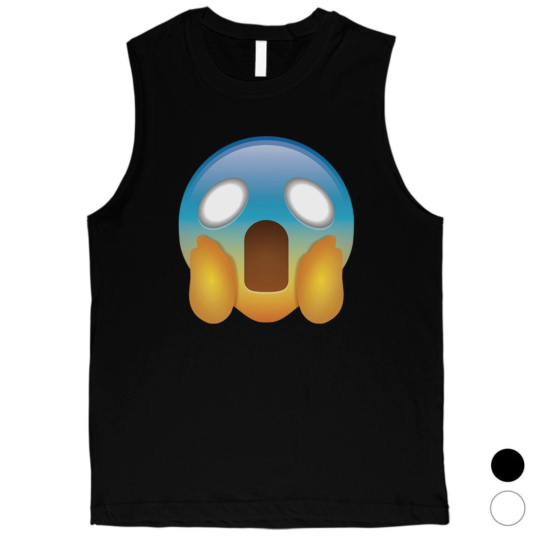 Emoji-Screaming Mens Scary Scream Horrible Halloween Muscle Shirt