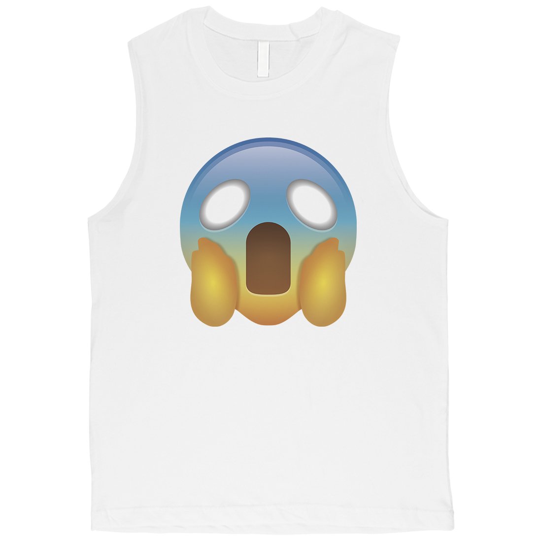 Emoji-Screaming Mens Scary Scream Horrible Halloween Muscle Shirt