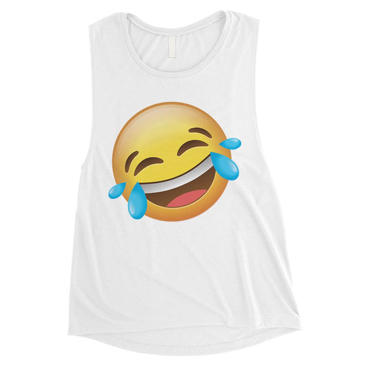 Emoji-Laughing Womens Laughable Fun Great Muscle Shirt Friend Gift