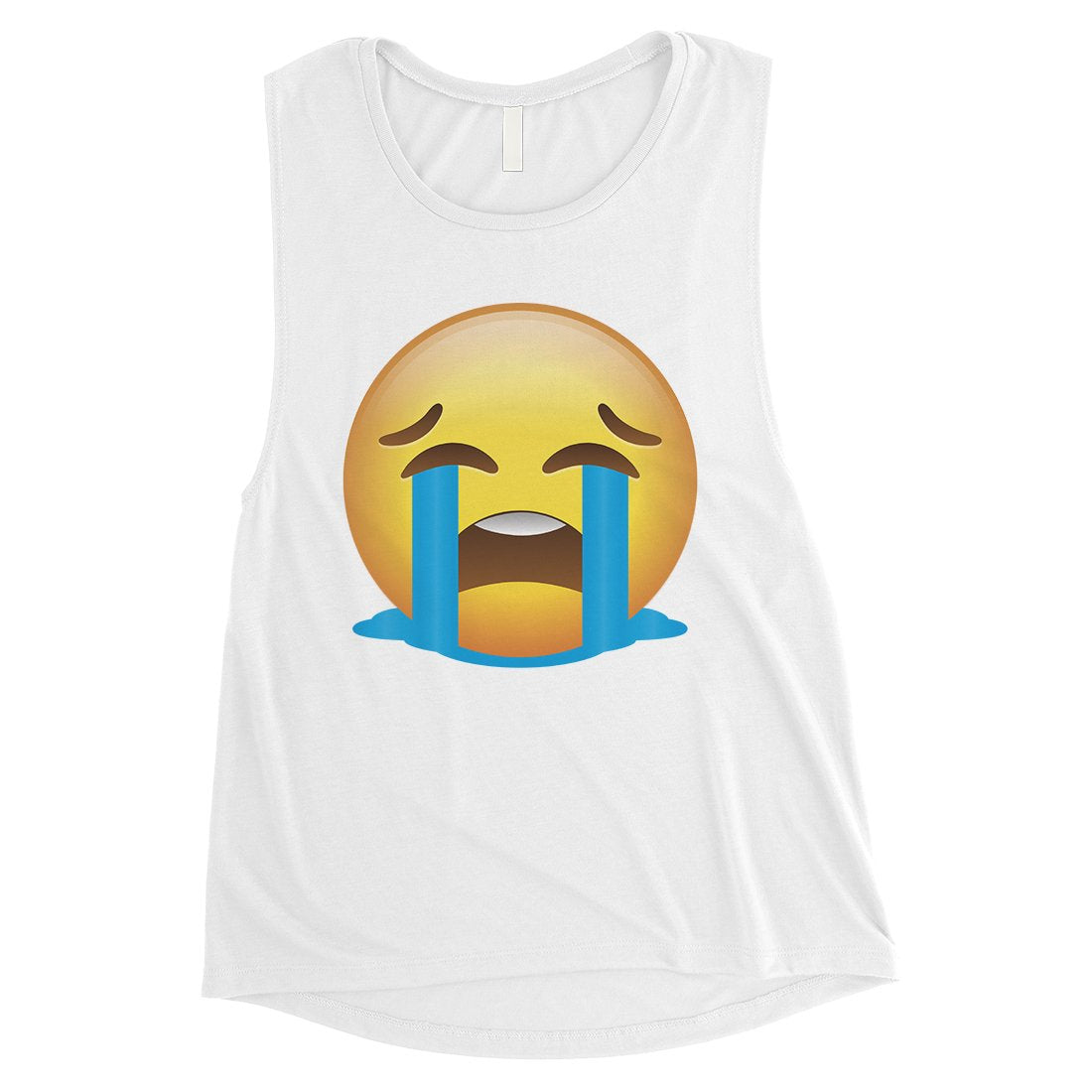 Emoji-Crying Womens Unhappy Grieving Cool Muscle Shirt Friend Gift