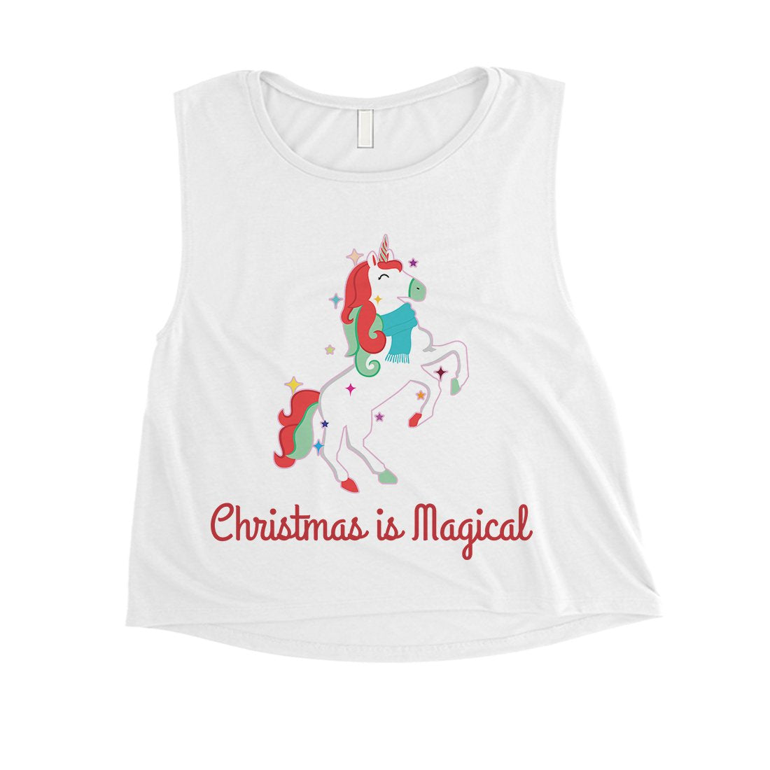 Christmas Magical Unicorn Womens Crop Top