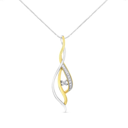Espira 10K Two-Tone Gold Round Cut Diamond Cascade Pendant Necklace (1/10 cttw, J-K Color, I2-I3 Clarity)